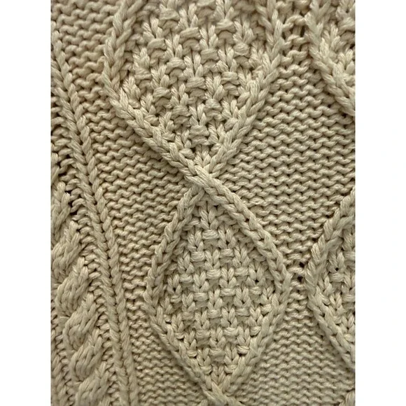 LL Bean Fisherman Cable Knit Sweater Cotton V Neck Men's Small Preppy Old Money - Picture 10 of 10